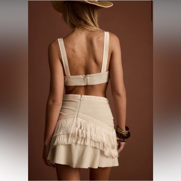 NWT 12th Tribe Haven Ivory Fringe Cutout Mini Dress - Picture 3 of 10